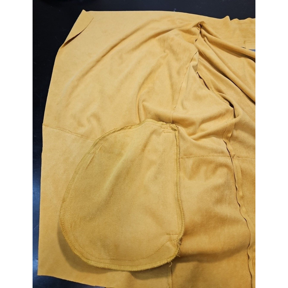 BAGATELLE Open Front Wrap Faux Suede MOTO Jacket Gold Yellow Mustard Sz W/LG EUC - Picture 11 of 16